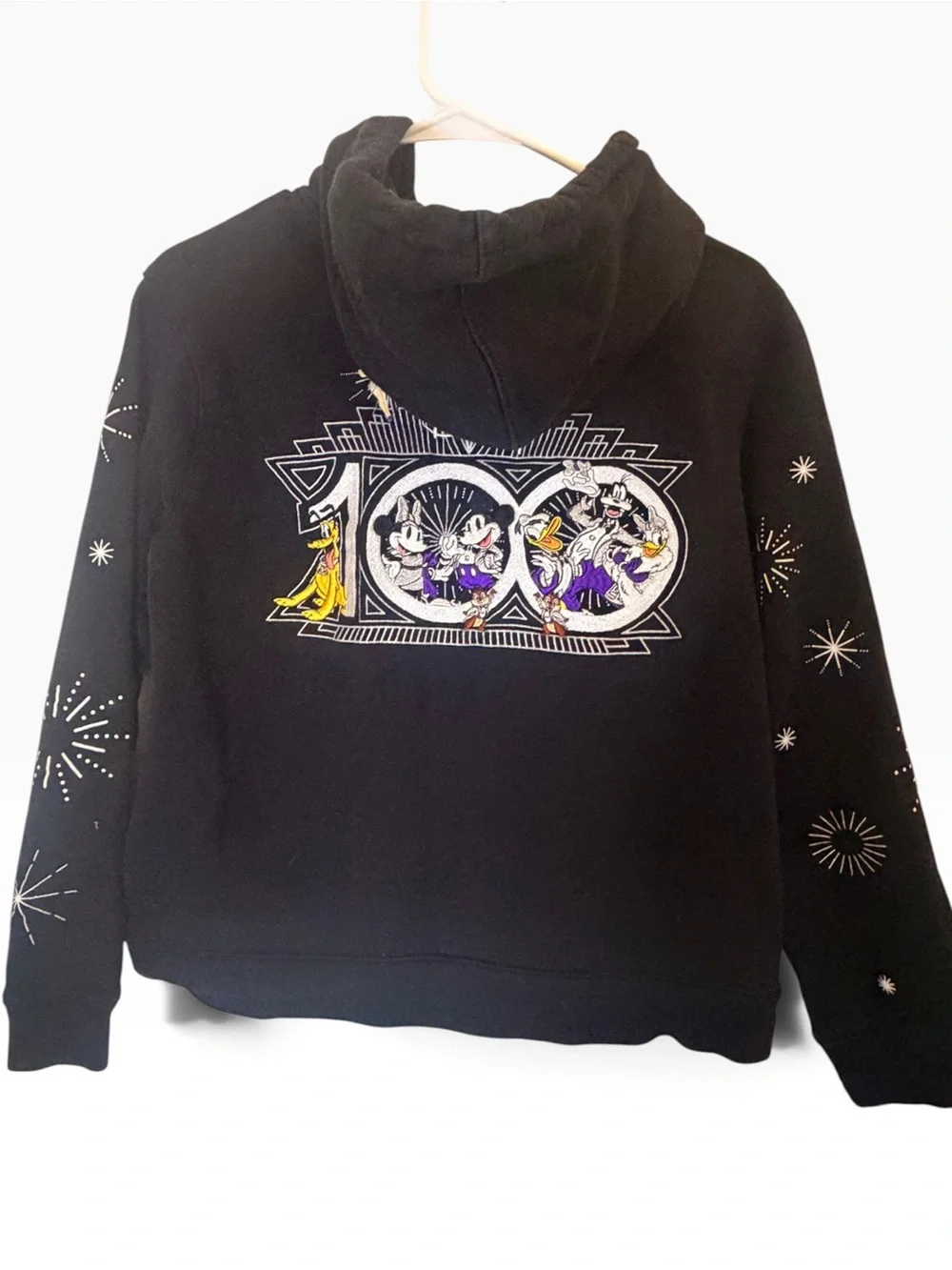 (Size M) Disney Parks Disney 100 Years of Wonder Embroidered Full-Zip Hoodie